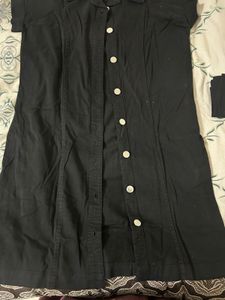 Chic Black Button-Down Shirt Dress