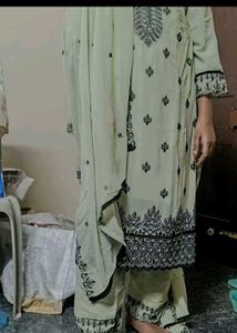 Elegant Light Green Embroidered Kurta Set