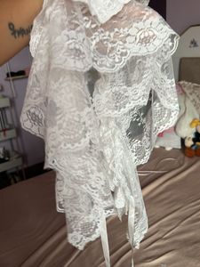 White floral belt or Skirt Overlay