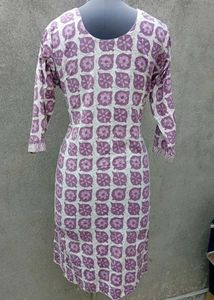 Purple Block Print Kurta With Dhoti Pants