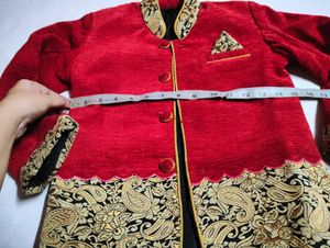 Red &amp; Gold Ethnic blazer for your lil hero