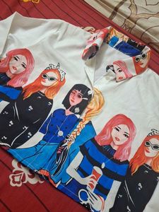 Graphic Print Short Shirt For Girls
