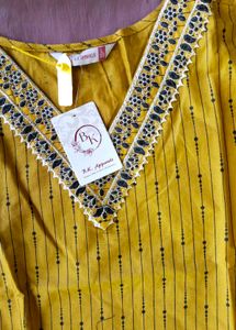Stylish Yellow Striped Kurta