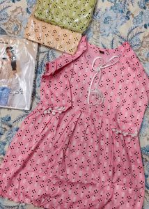 Pink Printed Kurta with Tassel Detail