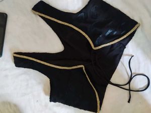 becklass Elegant Black Blouse with Gold lace