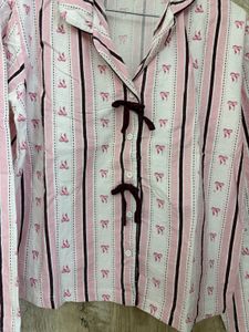 Cute Pink Striped Pajama Top