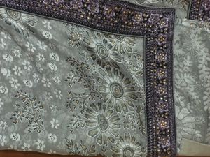 Elegant Grey Embroidered Saree