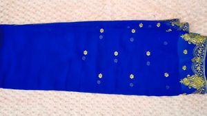 Elegant Blue Embroidered Saree