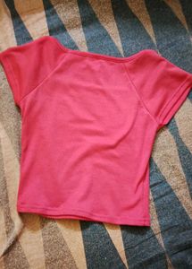 Women's Red Square Neck Crop Top