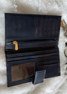 Elegant Navy Blue Brocade Wallet with Multi-Slot