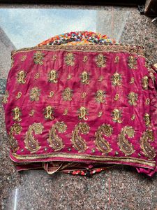 zardosi Embroidered magenta bridal saree