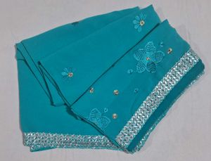 Beautiful Cyan Saree (with blouse)