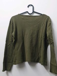 Olive Green Long Sleeve Top