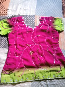 Stunning Pink &amp; Green Lehenga Choli Set