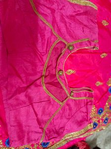 Vibrant Pink Embroidered Saree with Blouse