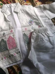 Embroidered Kurta with Jacket and Pants