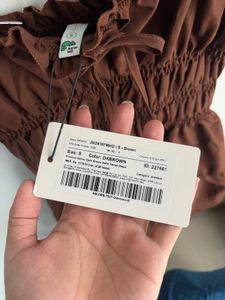 Newme Dark Brown Solid Tiered Dress