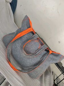 Gray Tote Bag with Orange Trim