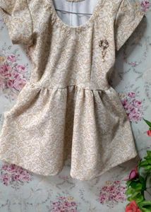 Elegant Beige Patterned Dress for Girls