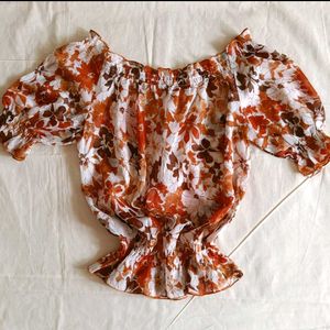Off Shoulder Floral Top 🧡💐