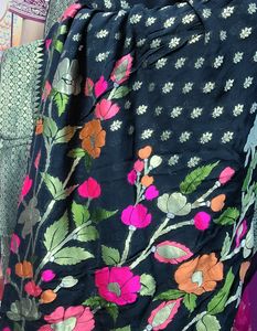 Black Banarasi Kaddi Georgette Saree
