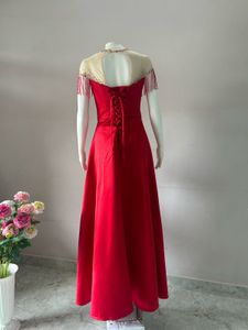 Elegant Red Beaded Evening Gown