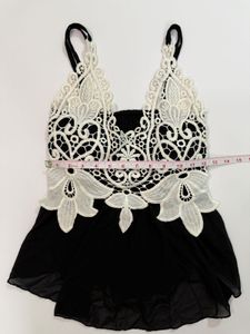 Black &amp; White Lace Y2K Top