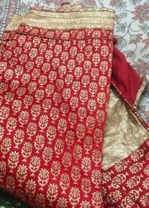 Red &amp; Gold Brocade Blouse
