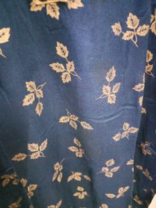 Navy Blue Floral Print straight women's Kurta