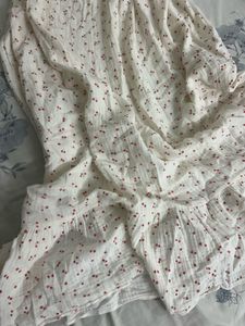 White cherry  print midi dress ( it si free size)