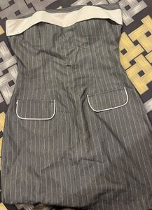 A classic grey pinstripe mini dress