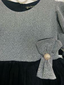 Girls Grey & Black Party Dress