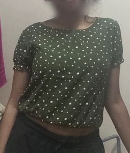 Chic Green Polka Dot Top
