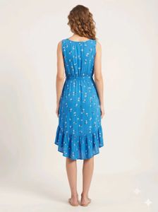 Chic Blue Floral Sleeveless Dress