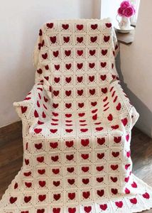 Handmade Crochet Heart Blanket