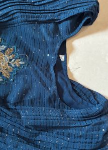 Elegant Teal Embellished Kaftan Gown