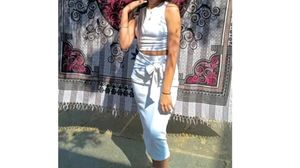 White Ribbed Crop Top &amp; Midi Skirt Set