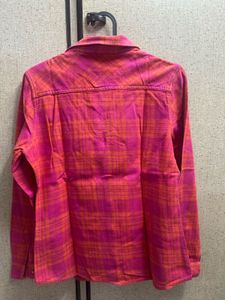 Pink &amp; Orange Plaid Flannel Shirt