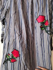 Striped Dress type top with Rose Detail