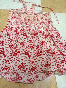 Red Floral Print Mini Dress