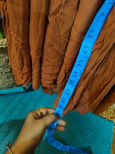 Rust Ajrakh Puff Sleeve Gown