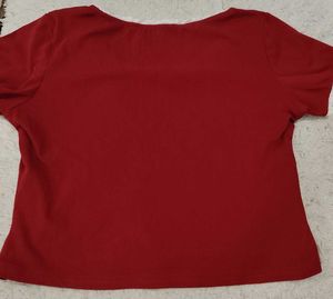Red Lace Trim Baby Tee