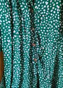 Green Ditsy Print Midi Dress
