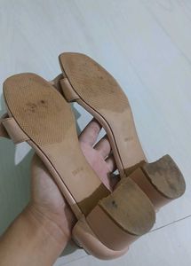 Nude Bow Block Heels