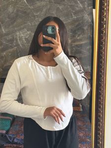 White Long Sleeve Cropped Top