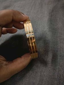 Gold-Tone Bangle Bracelet with Rhinestones