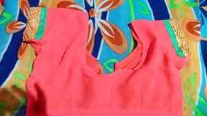 ✨💙elegant pink colour saree with blouse ✨🥰