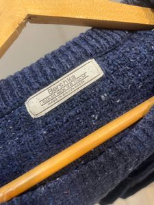 Navy Blue Waffle Knit Sweater