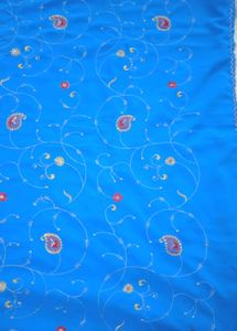 🆕NEW Blue Embroided Saree with Blouse