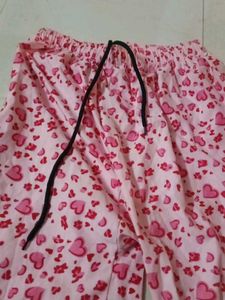Pink Heart Print Pajama Pants